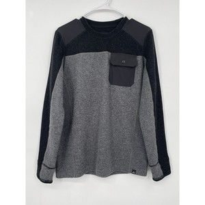Prana‎ Small Sweater Mens Grey Black Colorblock Recycled Wool Blend Pocket Top